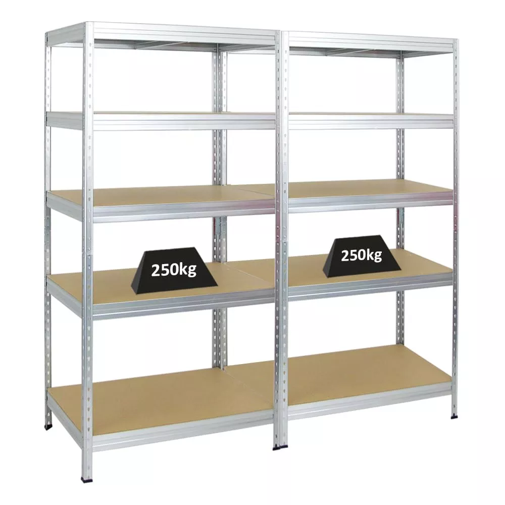 SCHWERLASTREGAL Rivet 2er-Set mit 2x 180x90x60 cm Fachlast 250 kg Verzinkt