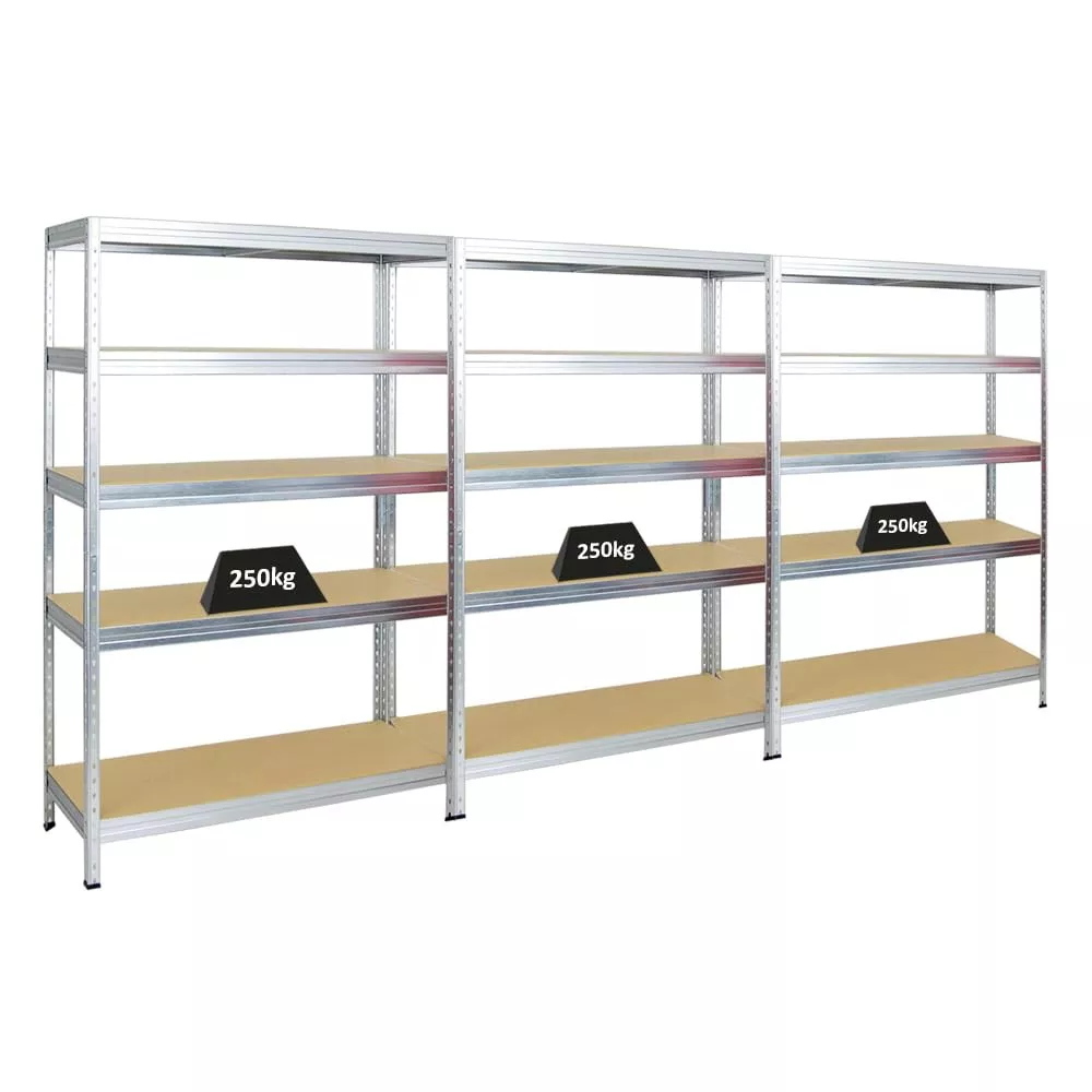 SCHWERLASTREGAL Rivet 3er-Set mit 3x 180x120x45 cm Fachlast 250 kg Verzinkt