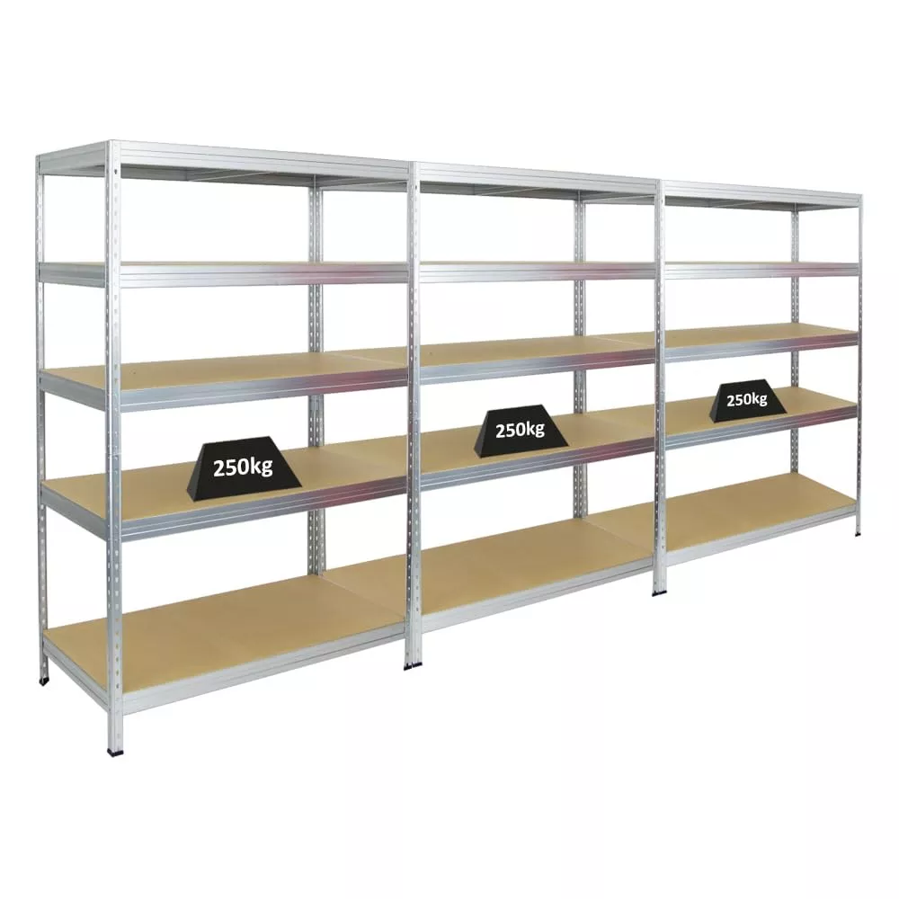 SCHWERLASTREGAL Rivet 3er-Set mit 3x 180x120x60 cm Fachlast 250 kg Verzinkt