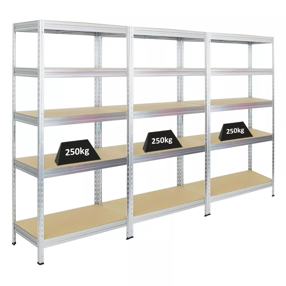 SCHWERLASTREGAL Rivet 3er-Set mit 3x 180x90x45 cm Fachlast 250 kg Verzinkt