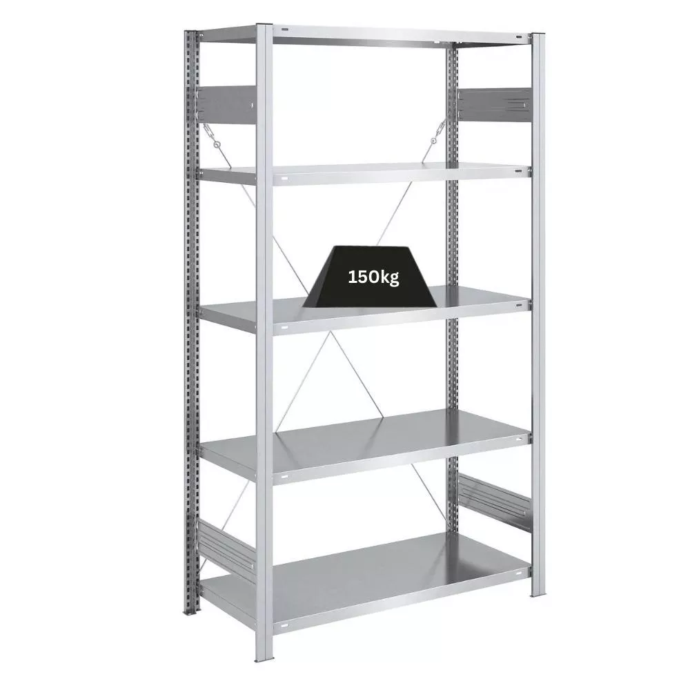 SCHWERLASTREGAL Silver Mamba 200x100x50cm 5 Ebenen je 150kg Fachlast Verzinkt