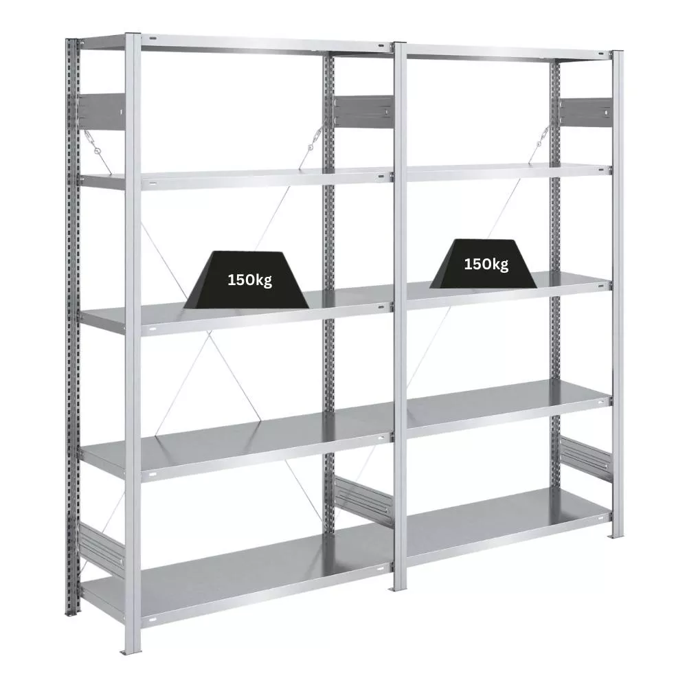 SCHWERLASTREGAL Silver Mamba 200x200x40cm 5 Ebenen je 150kg Fachlast Verzinkt