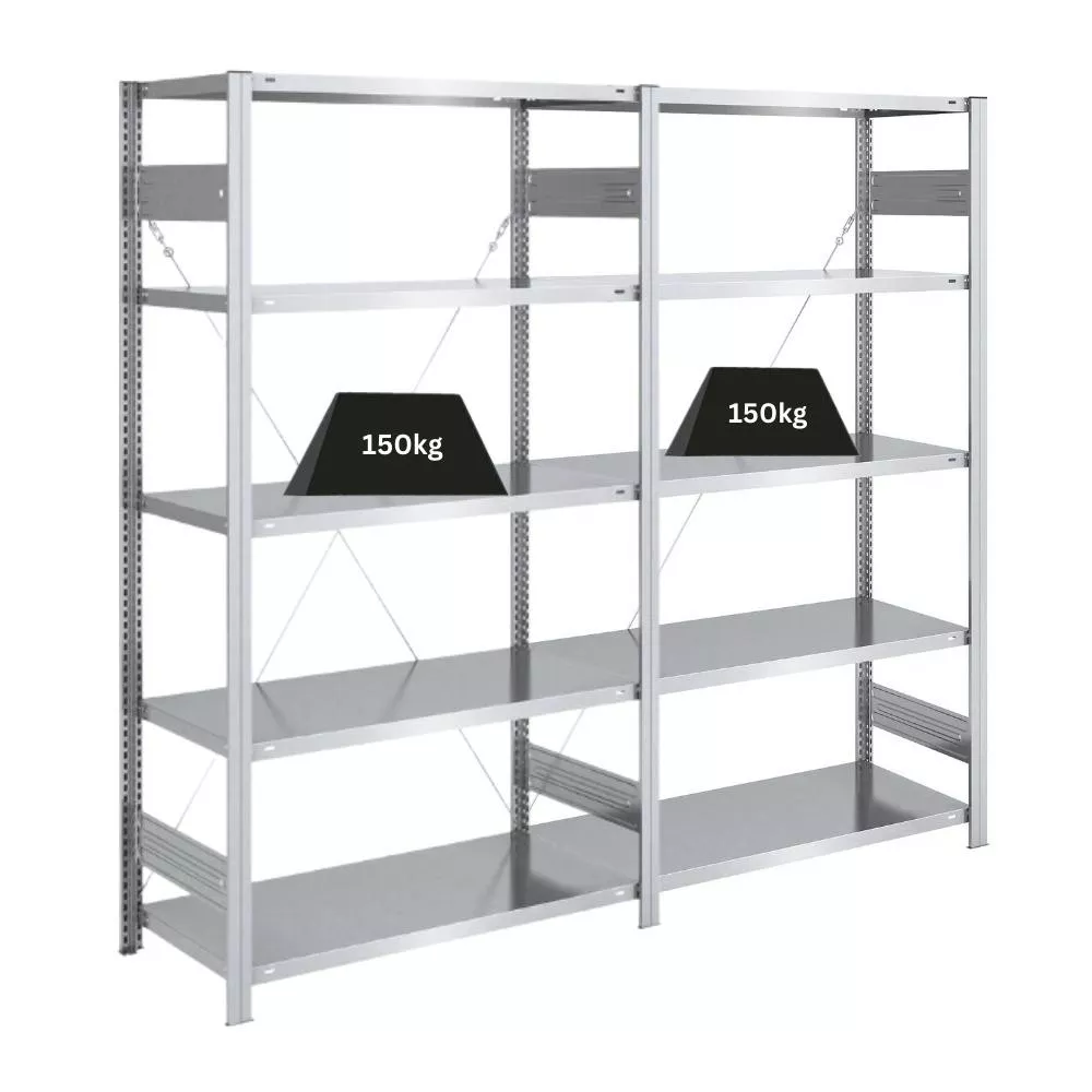 SCHWERLASTREGAL Silver Mamba 200x200x50cm 5 Ebenen je 150kg Fachlast Verzinkt