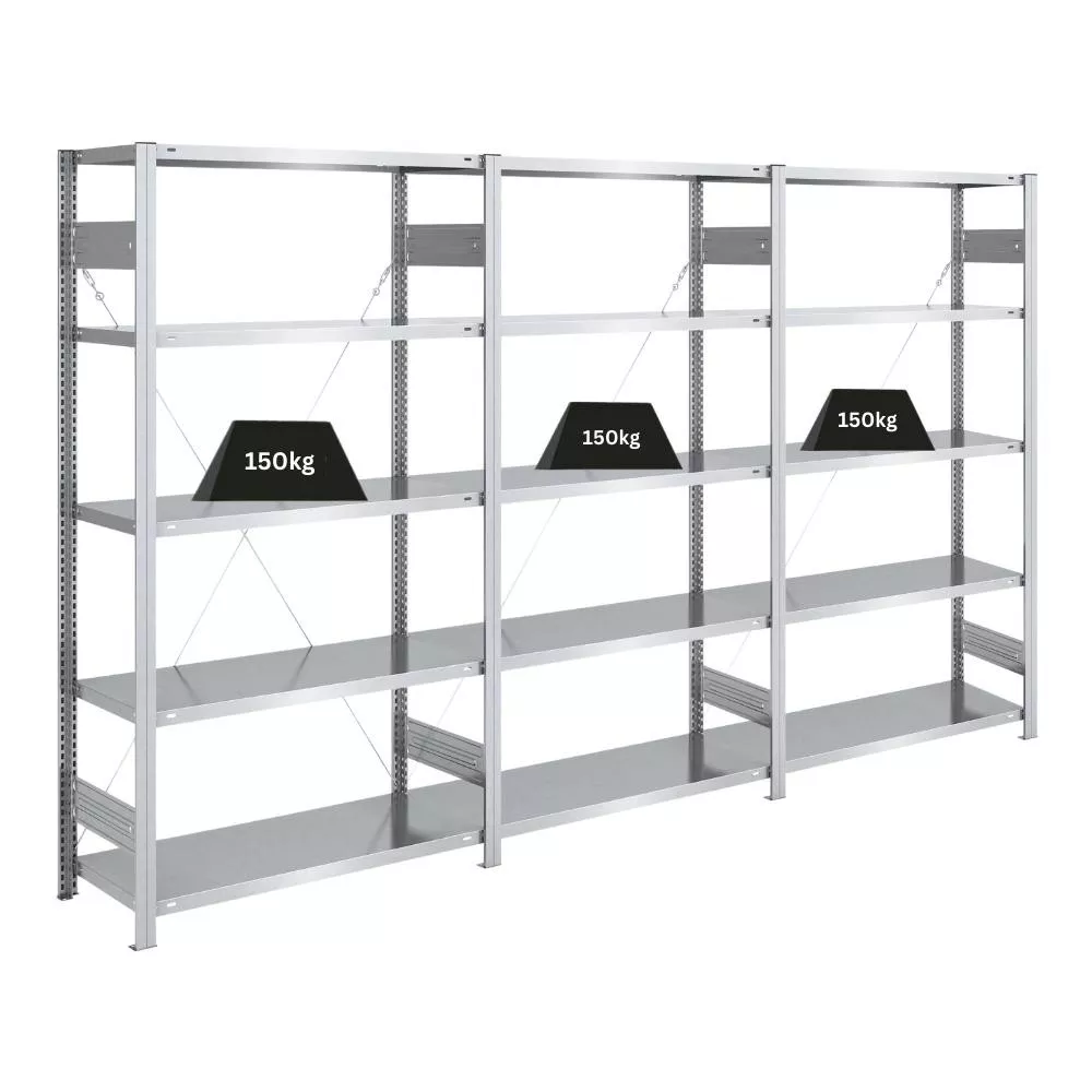 SCHWERLASTREGAL Silver Mamba 200x300x40cm 5 Ebenen je 150kg Fachlast Verzinkt