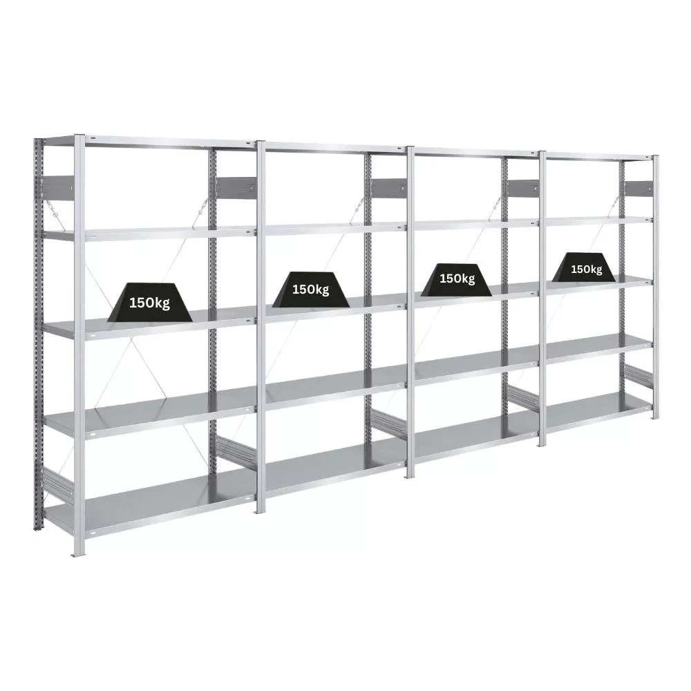 SCHWERLASTREGAL Silver Mamba 200x400x40cm 5 Ebenen je 150kg Fachlast Verzinkt