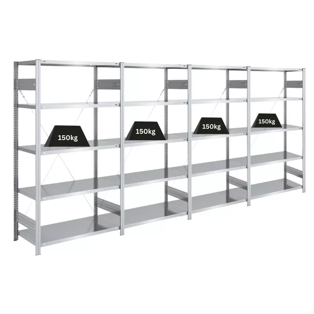 SCHWERLASTREGAL Silver Mamba 200x400x50cm 5 Ebenen je 150kg Fachlast Verzinkt