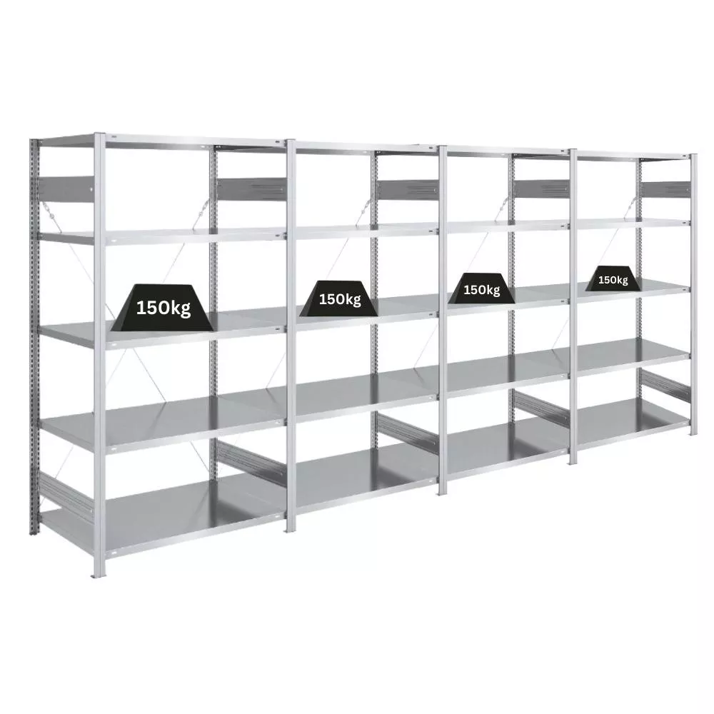 SCHWERLASTREGAL Silver Mamba 200x400x60cm 5 Ebenen je 150kg Fachlast Verzinkt