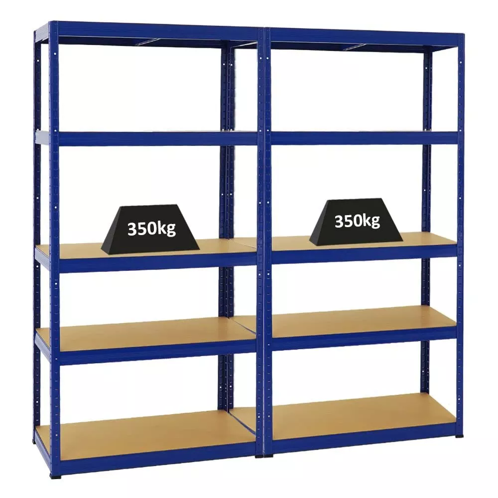 SCHWERLASTREGAL Slim Elephant S 2er-Set mit 2x 180x90x45 cm 5 Ebenen Fachlast 350 kg Blau