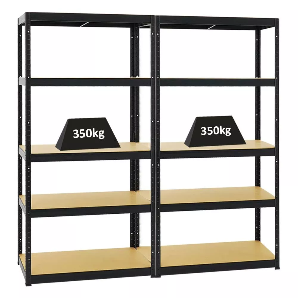 SCHWERLASTREGAL Slim Elephant S 2er-Set mit 2x 180x90x45 cm 5 Ebenen Fachlast 350 kg Schwarz