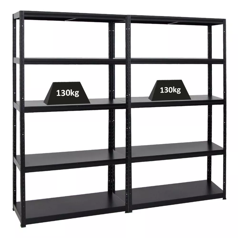 SCHWERLASTREGAL Steel Eagle 2er-Set mit 2x 180x100x40 cm Fachlast 130 kg Schwarz