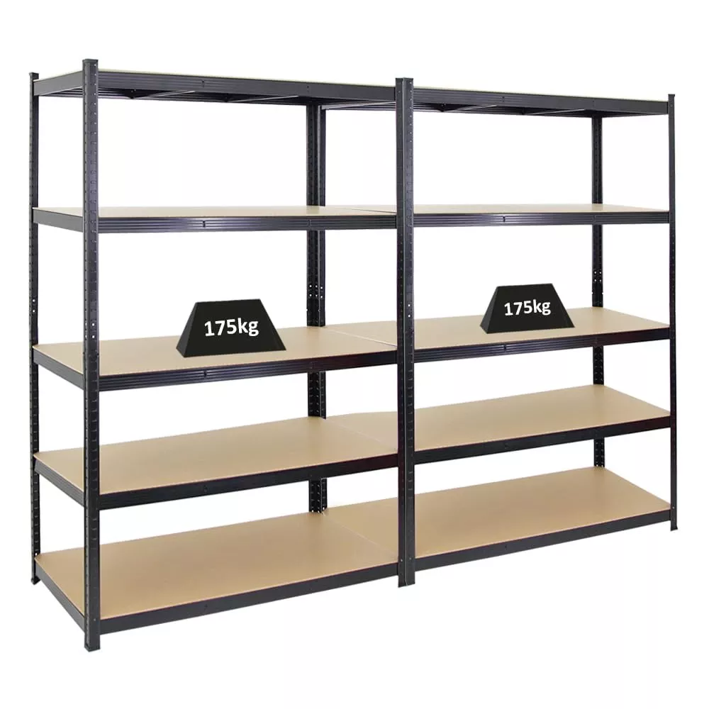 SCHWERLASTREGAL Taurus 2er-Set mit 2x 180x120x60 cm Fachlast 175 kg Schwarz