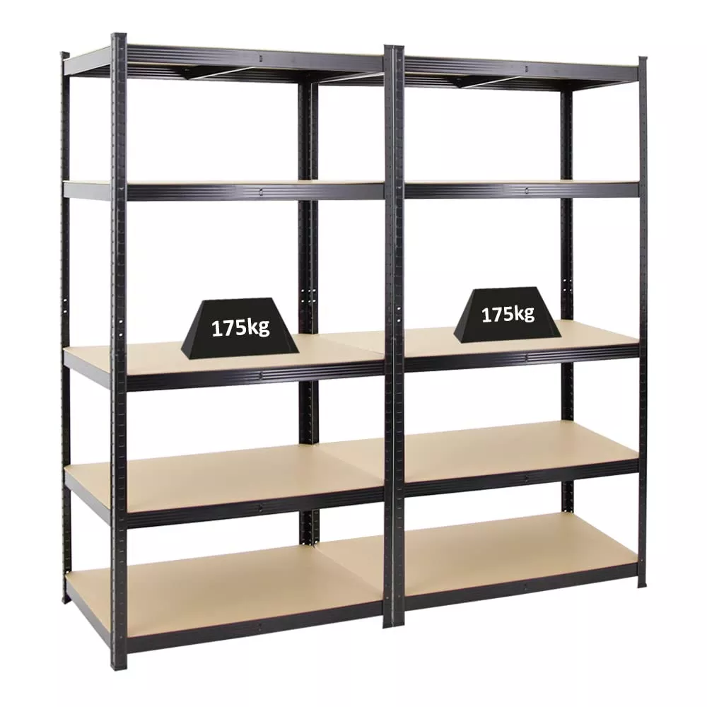 SCHWERLASTREGAL Taurus 2er-Set mit 2x 180x90x60 cm Fachlast 175 kg Schwarz