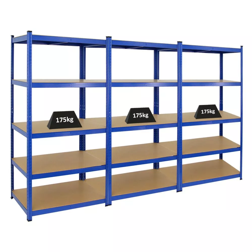 SCHWERLASTREGAL Taurus 3er-Set mit 3x 180x90x60 cm Fachlast 175 kg Blau