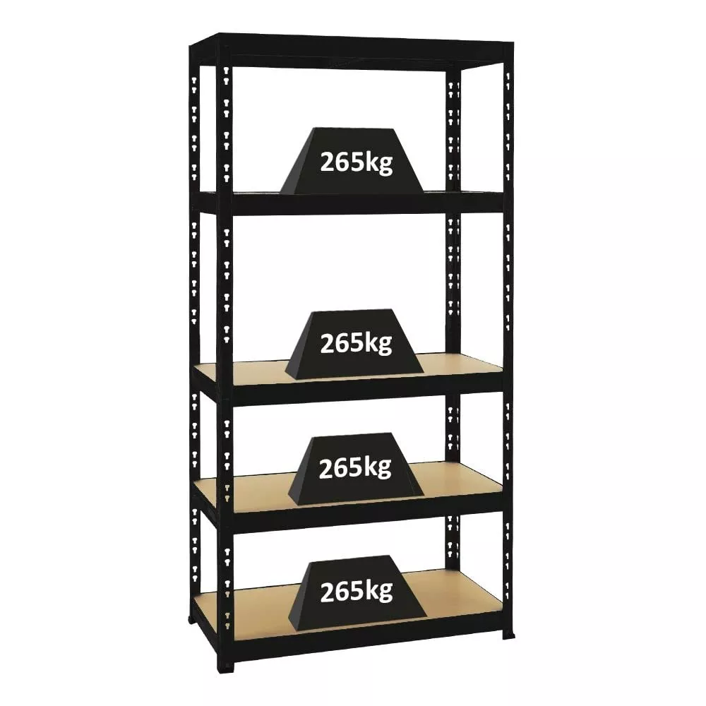SCHWERLASTREGAL Tiger 180x90x45 cm Fachlast 265 kg Schwarz