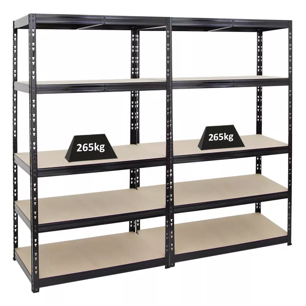 SCHWERLASTREGAL Tiger 2er-Set mit 2x 180x100x60 cm Fachlast 265 kg Schwarz
