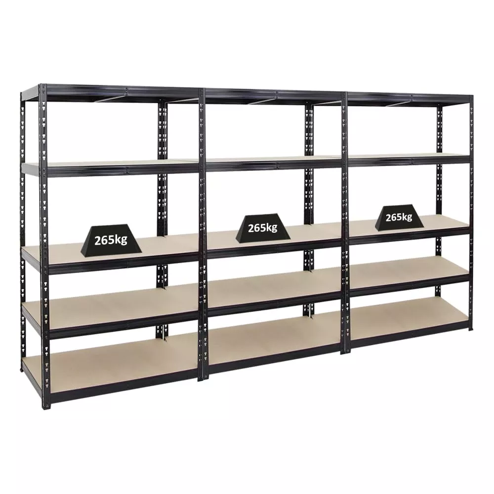 SCHWERLASTREGAL Tiger 3er-Set mit 3x 180x100x60 cm Fachlast 265 kg Schwarz