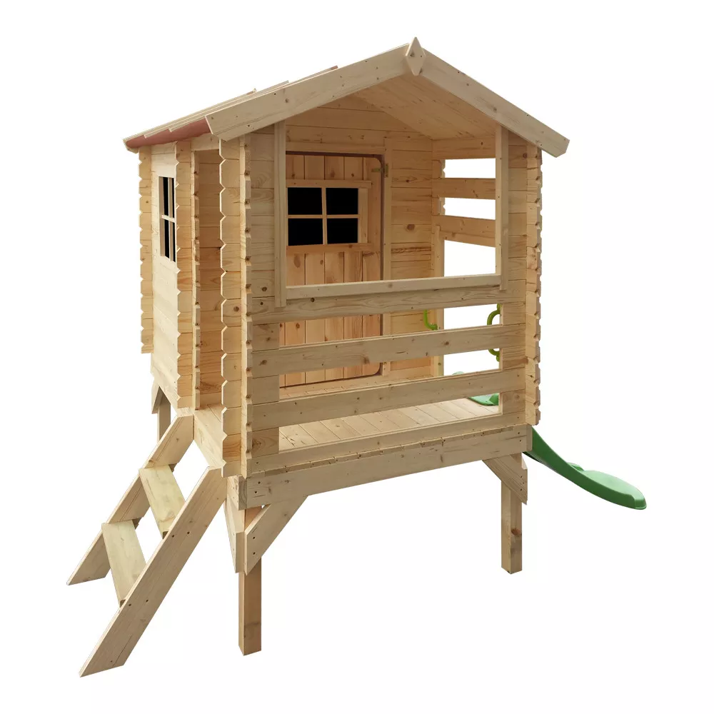 STELZENHAUS mit Rutsche aus Holz - B146xL182xH205 cm/1,1m2 - M501C