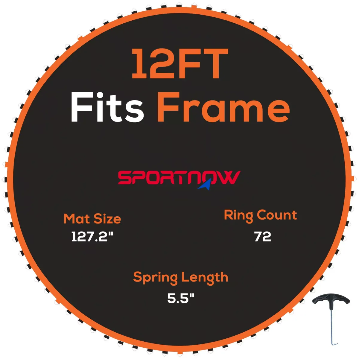TRAMPOLINSPRUNGTUCH Sprungtuch für Trampolin, Ø323 cm, Sprungmatte Schwarz