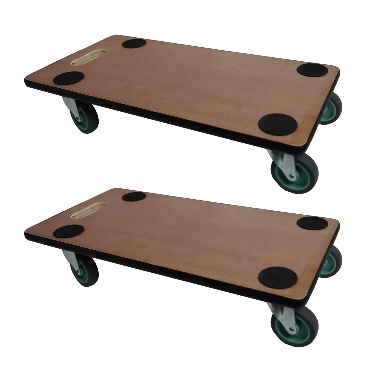TRANSPORTROLLER 2er-Set mit 4 Rollen 11,5x30x60 cm Traglast 200kg Sperrholzplatte Braun