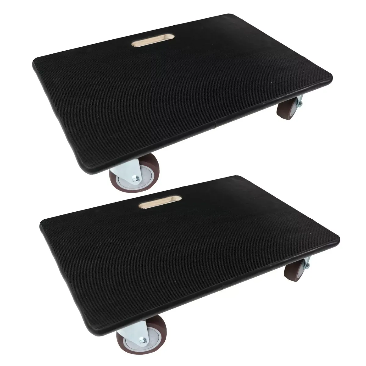 TRANSPORTROLLER 2er-Set mit 4 Rollen 15x40x60 cm Traglast 500kg Sperrholzplatte mit Gummibelag Schwarz