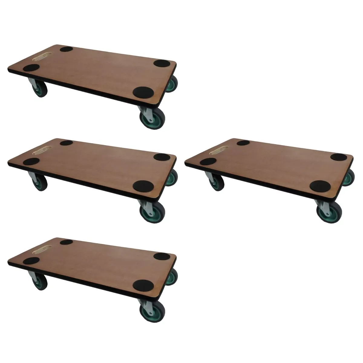 TRANSPORTROLLER 4er-Set mit 4 Rollen 11,5x30x60 cm Traglast 200kg Sperrholzplatte Braun