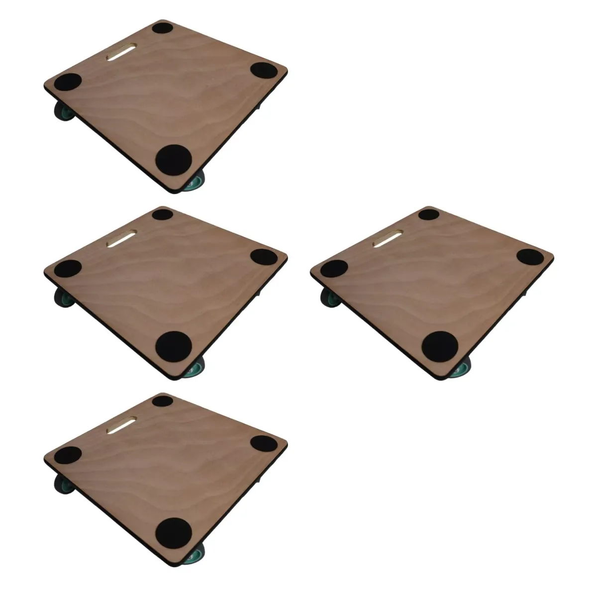 TRANSPORTROLLER 4er-Set mit 4 Rollen 11,5x50x50 cm Traglast 150kg Sperrholzplatte Braun