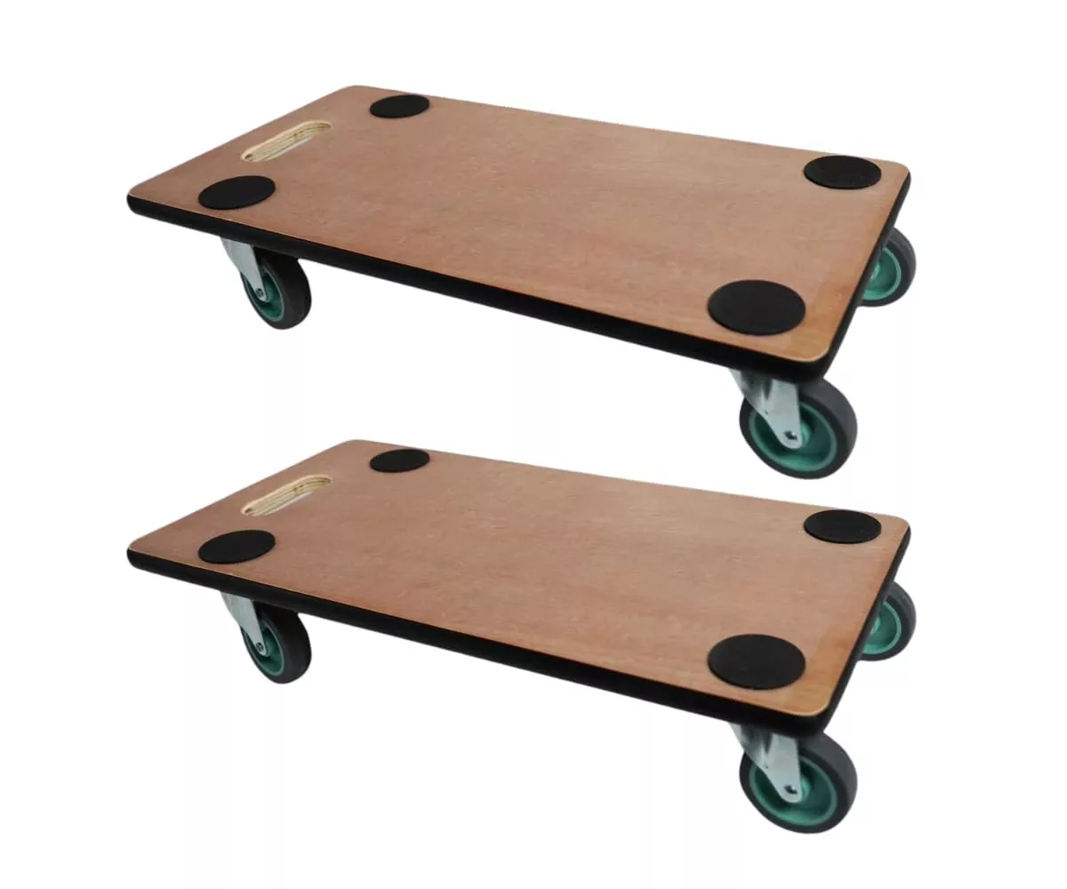 TRANSPORTROLLER mit 4 Rollen 11,5x30x60 cm Traglast 200kg Sperrholzplatte Braun 2 Stück