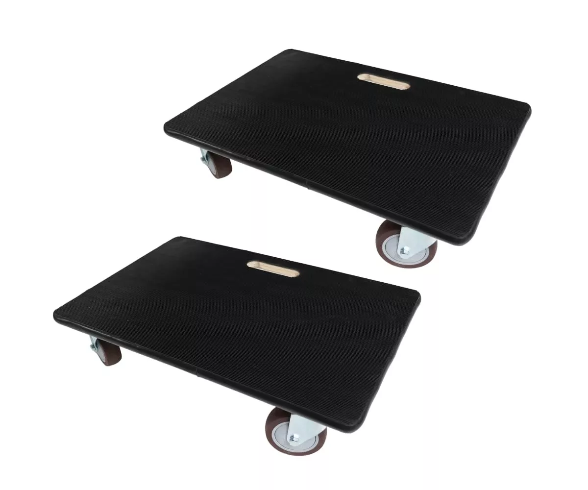 TRANSPORTROLLER mit 4 Rollen 15x40x60 cm Traglast 500kg Sperrholzplatte mit Gummibelag Schwarz 2 Stück