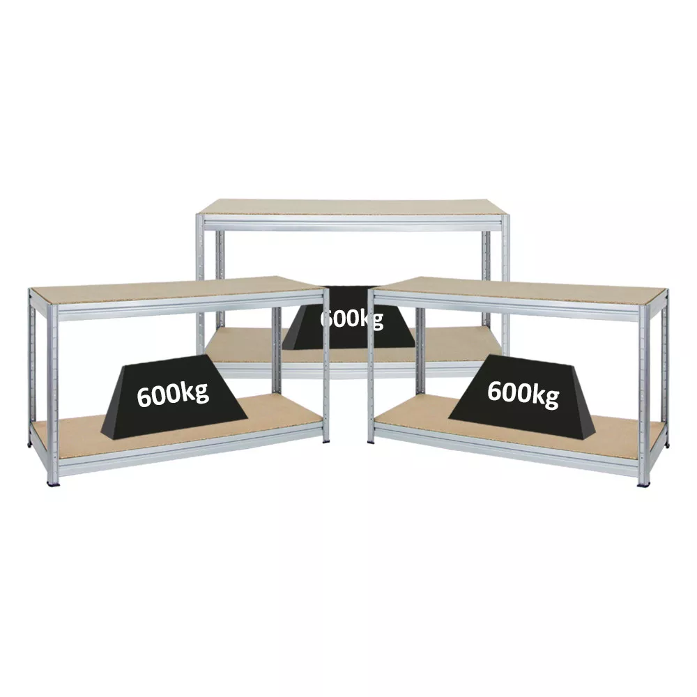WERKBANK Dino 3er-Set mit 3x höhenverstellbar 90x160x60 cm Traglast 600 kg Verzinkt