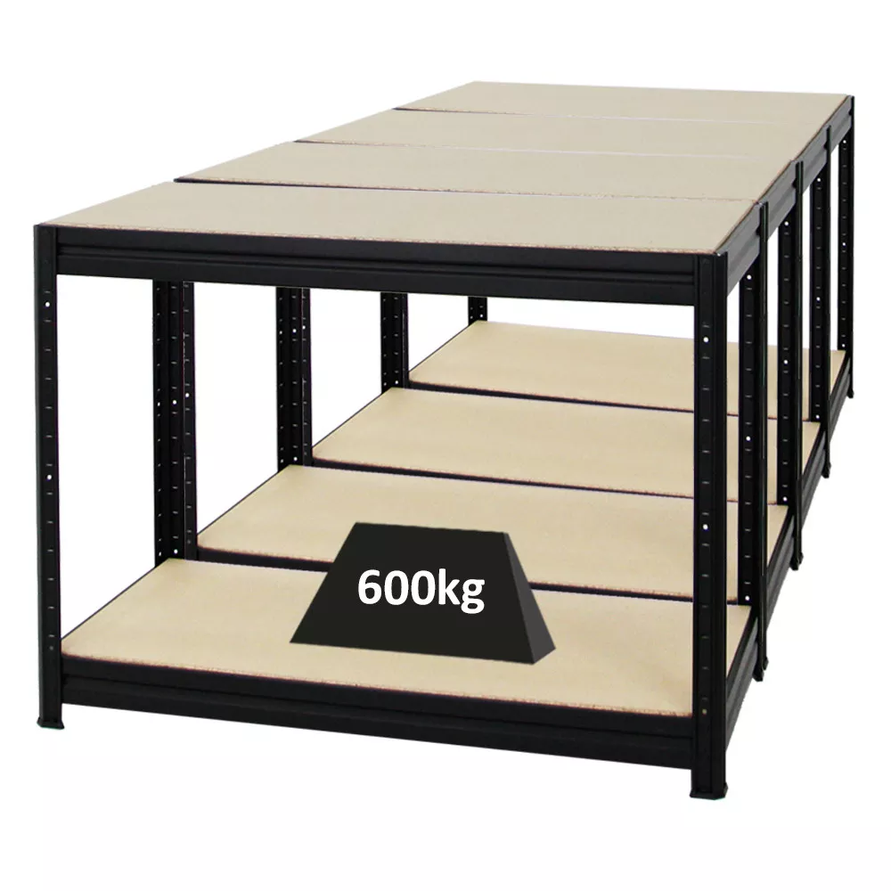 WERKBANK Dino 4er-Set mit 4x höhenverstellbar 90x120x60 cm Traglast 600 kg Schwarz