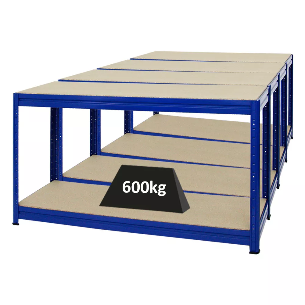 WERKBANK Dino 4er-Set mit 4x höhenverstellbar 90x160x60 cm Traglast 600 kg Blau