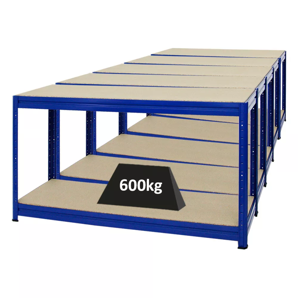 WERKBANK Dino 5er-Set mit 5x höhenverstellbar 90x160x60 cm Traglast 600 kg Blau