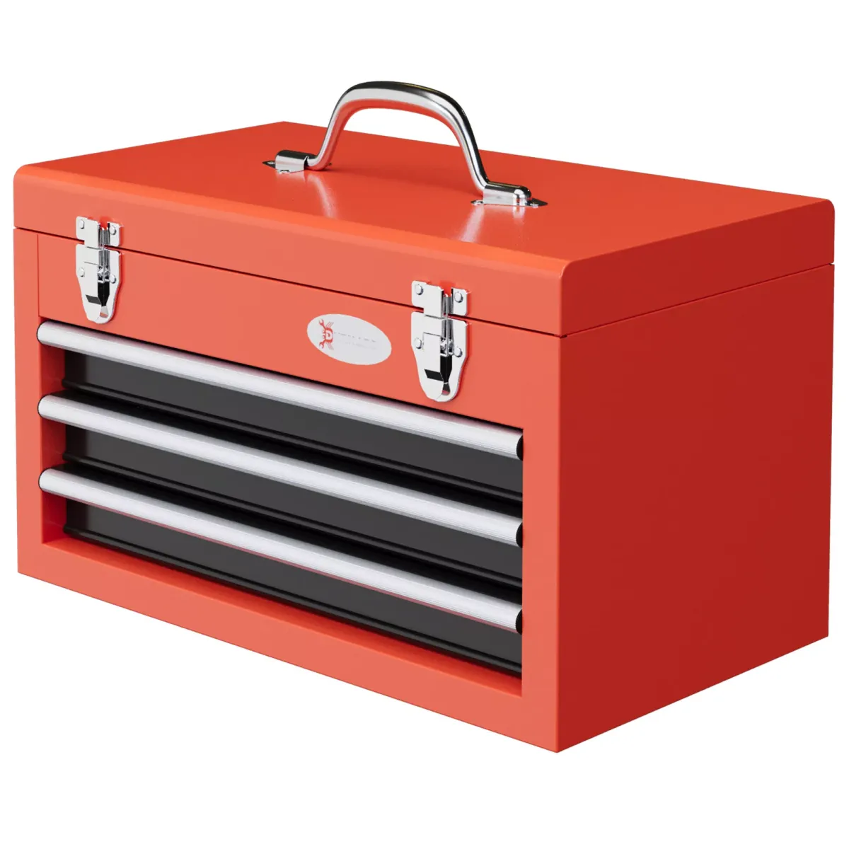 WERKZEUGKISTE leer, 45 x 24 x 27 cm Werkzeugkasten mit 3 Schubladen, Rot