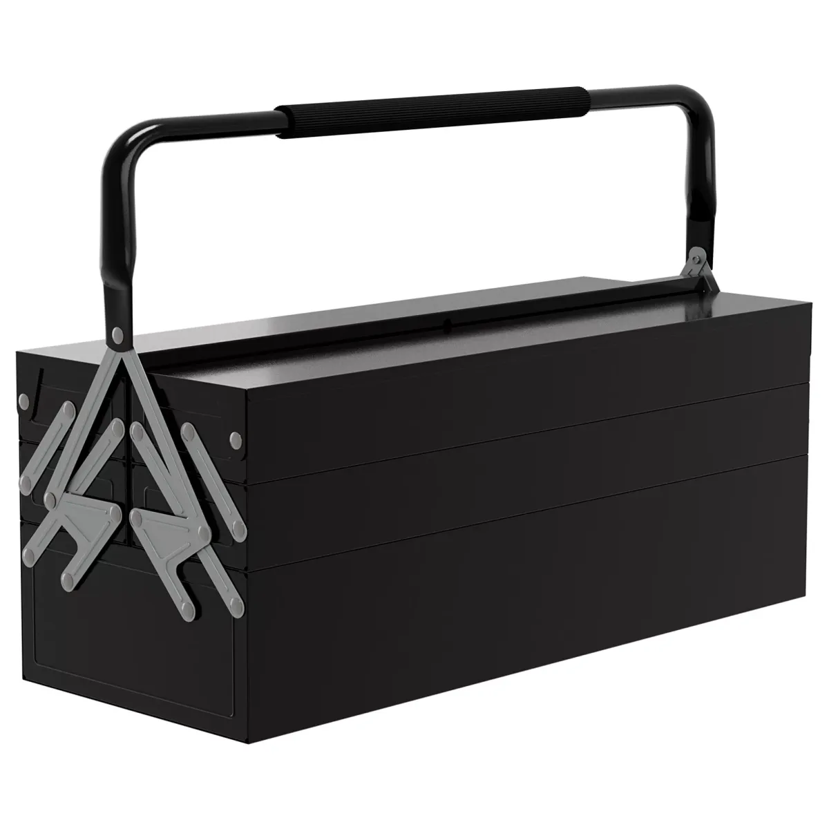 WERKZEUGKOFFER 5 Fächer aufklappbar, Schwarz 56 x 20 x 41 cm