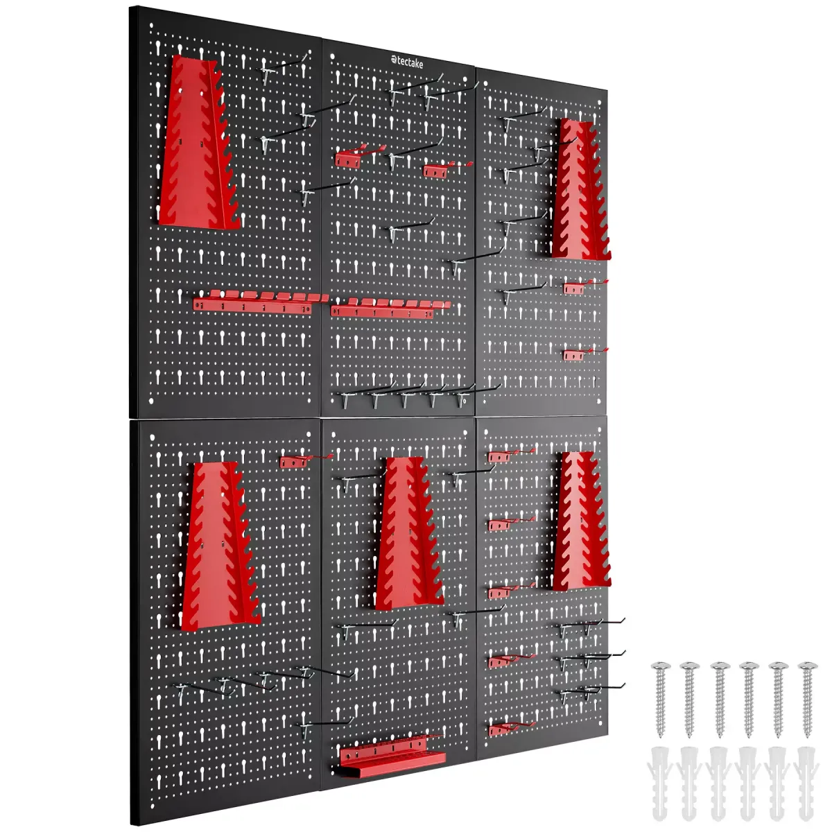 WERKZEUGLOCHWAND Jonah,Belastbarkeit 4 kg pro Platte,schwarz/rot
