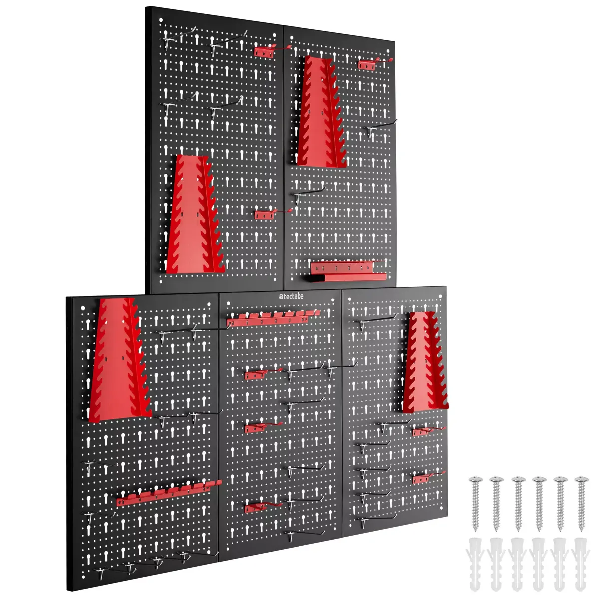 WERKZEUGLOCHWAND Jonah,Belastbarkeit 4 kg pro Platte,schwarz/rot