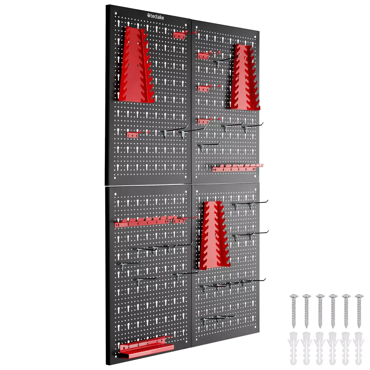 WERKZEUGLOCHWAND Jonah,Belastbarkeit 4 kg pro Platte,schwarz/rot