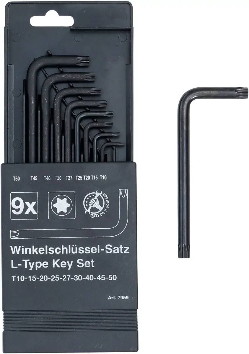WINKELSCHLÜSSEL-SATZ | T-PROFIL (FÜR TORX) T10 - T50 | 9-TLG.