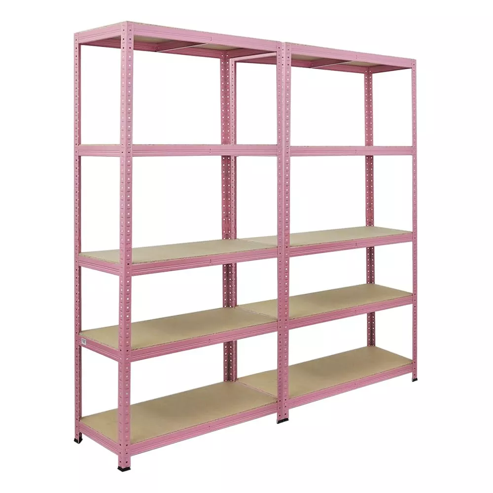 WOHNREGAL Pink Lady 2er-Set mit 2x 180x90x40cm Fachlast 175 kg 5 Ebenen Pink