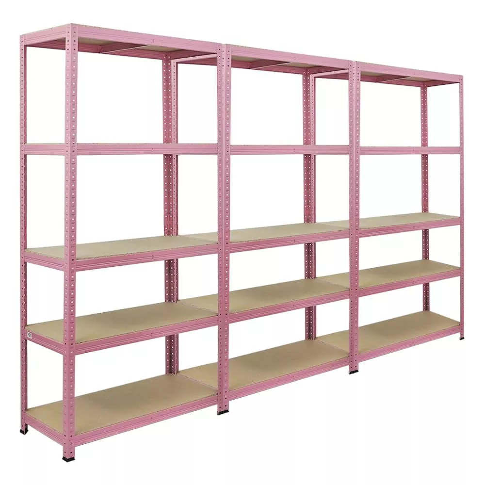 WOHNREGAL Pink Lady 3er-Set mit 3x 180x90x40cm Fachlast 175 kg 5 Ebenen Pink