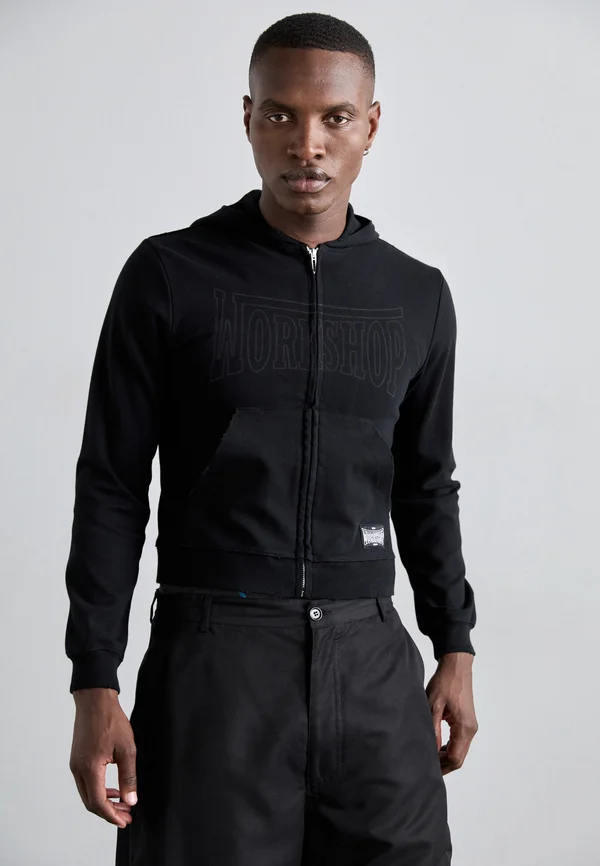 ''VICTOR'' TIGHT ZIP-UP HOODIE - Sweatjacke - washed black