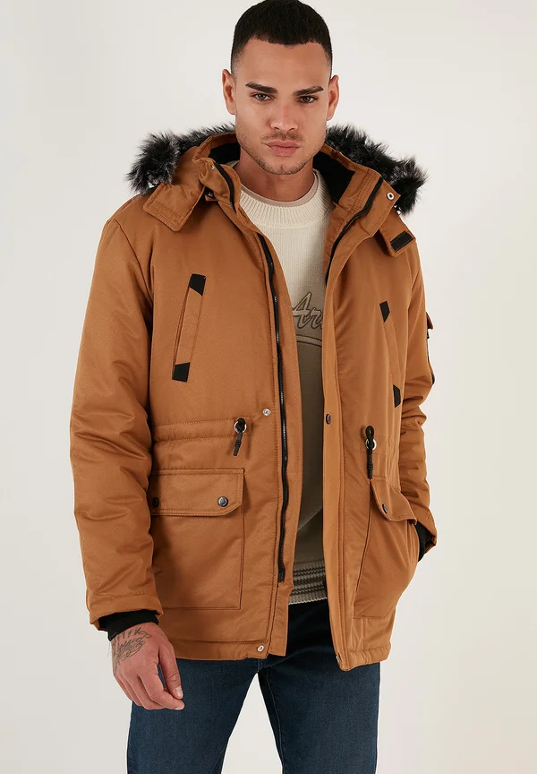 100 REMOVABLE HOODED - Wintermantel - snuff colored