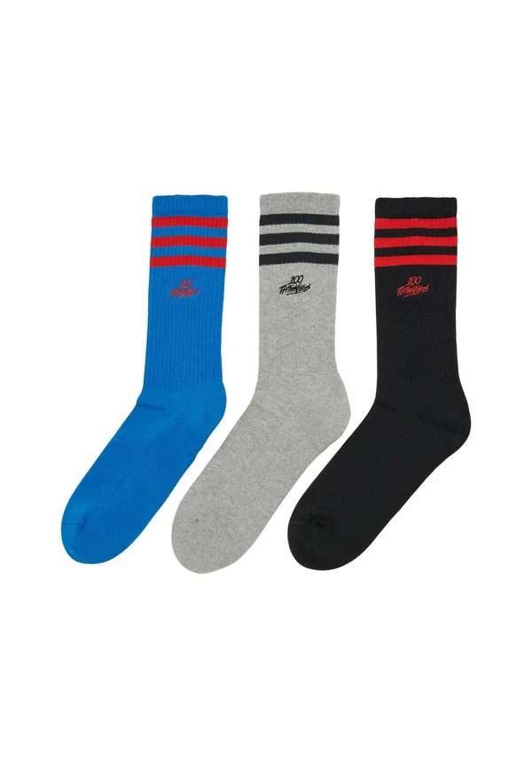 100 THIEVES 3 PACK - Socken - black   medium grey heather blue bird
