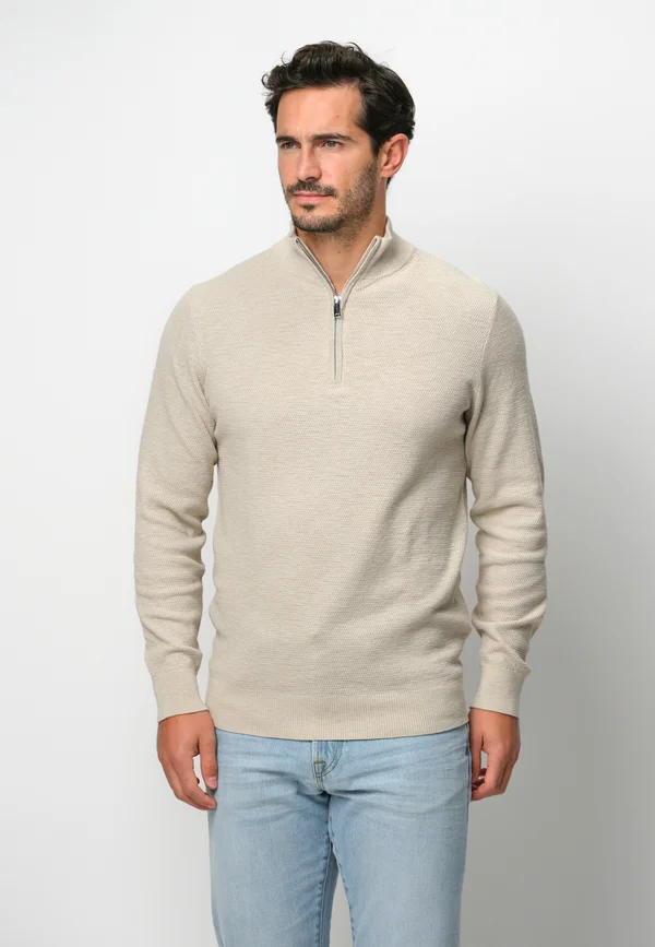 1/2 ZIP - Strickpullover - sand