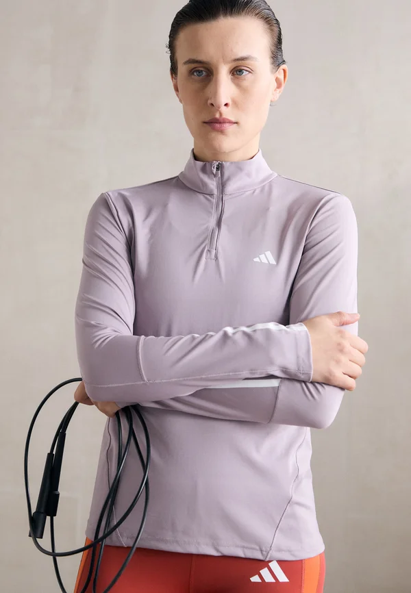 1/4 ZIP - Langarmshirt - preloved fig/white