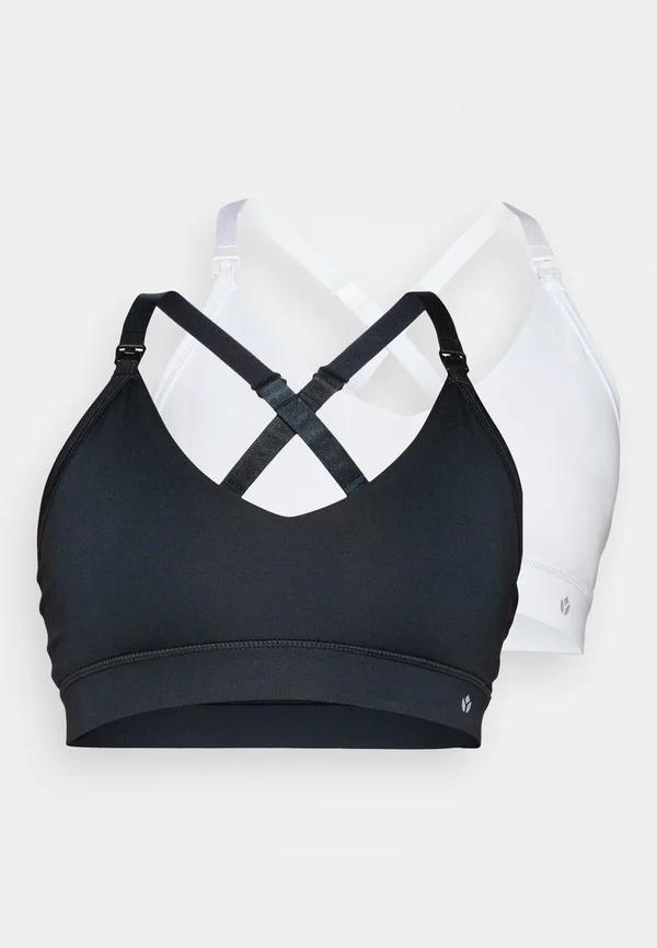 2 PACK MATERNITY SPORTS BRA ADJUSTABLE STRAPS AND  NURSING FRIENDLY - Sport-BH mit mittlerer Stützkraft - off white/black