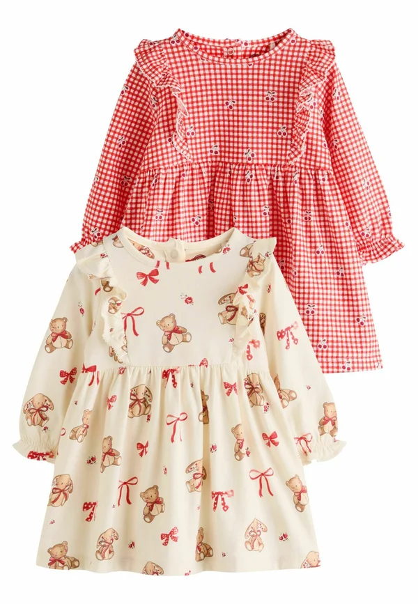 2 PACK-REGULAR FIT - Jerseykleid - cream bear  red cherry gingham