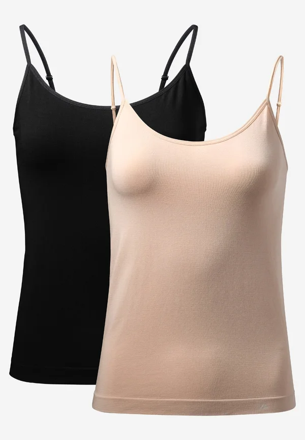 2-PACK SEAMLESS - Top - black/nude beige