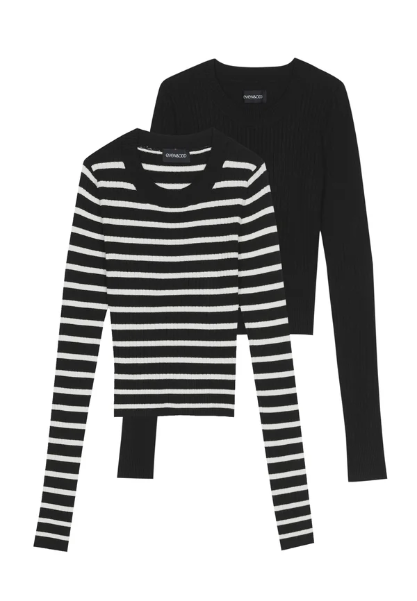 2 PACK - Strickpullover - black / off-white