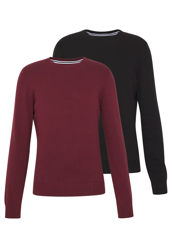 2 PACK  - Strickpullover - black/bordeaux